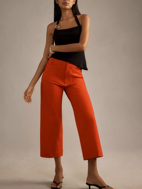 Anthropologie Pants - NWT Anthropologie Maeve The Colette Ponte Crop Wide-Leg Pants Red Size 27